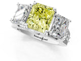 White gold Fancy Yellow Radiant Cut Diamond Three-Stone Ring with Channel Set Band and Four-Prong Setting_61