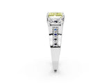 White gold Fancy Yellow Radiant Cut Diamond Three-Stone Ring with Channel Set Band and Four-Prong Setting_63