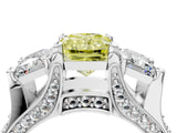 White gold Fancy Yellow Radiant Cut Diamond Three-Stone Ring with Channel Set Band and Four-Prong Setting_64