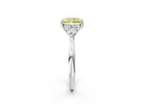 White gold Fancy Yellow Radiant Cut Diamond Three-Stone Ring with Pear  Side Stones and Prong Setting_147