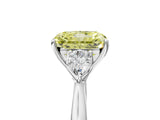 White gold Fancy Yellow Radiant Cut Diamond Three-Stone Ring with Pear  Side Stones and Prong Setting_148
