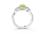 White gold Fancy Yellow Radiant Cut Diamond Three-Stone Ring with Pear  Side Stones and Prong Setting_148