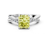 White gold Fancy Yellow Radiant  Cut Diamond Twist Band Solitaire with Prong Setting_55