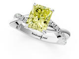 White gold Fancy Yellow Radiant  Cut Diamond Twist Band Solitaire with Prong Setting_56