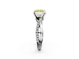 White gold Fancy Yellow Radiant  Cut Diamond Twist Band Solitaire with Prong Setting_57