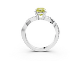 White gold Fancy Yellow Radiant  Cut Diamond Twist Band Solitaire with Prong Setting_58