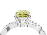 White gold Fancy Yellow Radiant  Cut Diamond Twist Band Solitaire with Prong Setting_59