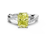 White gold Fancy Yellow Radiant  Cut Diamond Twisted Band Engagement Ring with Prong Setting_3