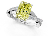 White gold Fancy Yellow Radiant  Cut Diamond Twisted Band Engagement Ring with Prong Setting_4