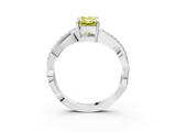 White gold Fancy Yellow Radiant  Cut Diamond Twisted Band Engagement Ring with Prong Setting_6