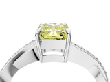 White gold Fancy Yellow Radiant  Cut Diamond Twisted Band Engagement Ring with Prong Setting_7