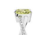 White gold Fancy Yellow Radiant  Cut Diamond Twisted Band Engagement Ring with Prong Setting_8