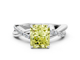 White gold Fancy Yellow Radiant  Cut Diamond Twisted Band with Pavé Setting and Four-Prong Setting_20