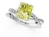 White gold Fancy Yellow Radiant  Cut Diamond Twisted Band with Pavé Setting and Four-Prong Setting_21