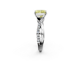 White gold Fancy Yellow Radiant  Cut Diamond Twisted Band with Pavé Setting and Four-Prong Setting_22