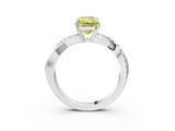 White gold Fancy Yellow Radiant  Cut Diamond Twisted Band with Pavé Setting and Four-Prong Setting_23
