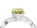 White gold Fancy Yellow Radiant  Cut Diamond Twisted Band with Pavé Setting and Four-Prong Setting_24