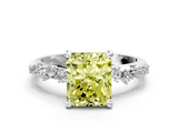 White gold Fancy Yellow Radiant  Cut Diamond Vine Band with Four-Prong Setting_57