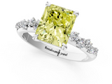 White gold Fancy Yellow Radiant  Cut Diamond Vine Band with Four-Prong Setting_58