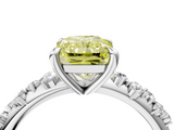 White gold Fancy Yellow Radiant  Cut Diamond Vine Band with Four-Prong Setting_61