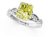 White gold Fancy Yellow Radiant  Cut Diamond with Milgrain Marquise and Bezel Accents on a Solitaire Band with Prong Setting_207