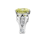 White gold Fancy Yellow Radiant  Cut Diamond with Milgrain Marquise and Bezel Accents on a Solitaire Band with Prong Setting_211