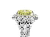 White gold Fancy Yellow Radiant  Cut Double Halo Diamond Engagement Ring with Pave Band and Four-Prong Setting_104