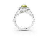 White gold Fancy Yellow Radiant  Cut Double Halo Split Shank Diamond Ring with Prong Setting_51