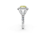 White gold Fancy Yellow Radiant  Cut Double Halo Split Shank Diamond Ring with Prong Setting_52