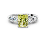 White gold Fancy Yellow Radiant  Cut Five-Stone Prong Set Diamond Ring with Classic Band_32