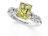 White gold Fancy Yellow Radiant  Cut Five-Stone Prong Set Diamond Ring with Classic Band_33
