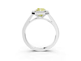 White gold Fancy Yellow Radiant Cut Halo Bezel Diamond Pave Band Ring_3