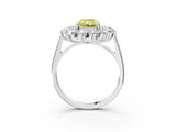White gold Fancy Yellow Radiant Cut Halo Cluster Diamond Ring with Pave Band and Four-Prong Setting_15