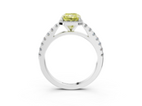 White gold Fancy Yellow Radiant  Cut Halo Diamond Engagement Ring with Pave Band and Four-Prong Setting_30