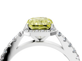 White gold Fancy Yellow Radiant  Cut Halo Diamond Engagement Ring with Pave Band and Four-Prong Setting_31