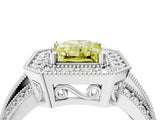 White gold Fancy Yellow Radiant Cut Halo Diamond Engagement Ring with Pave Split Shank and Four-Prong Setting_4