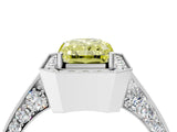 White gold Fancy Yellow Radiant Cut Halo Diamond Engagement Ring with Split Shank Band and Four-Prong Setting_28