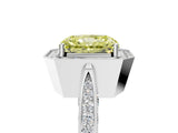 White gold Fancy Yellow Radiant Cut Halo Diamond Engagement Ring with Split Shank Band and Four-Prong Setting_29