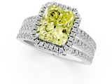 White gold Fancy Yellow Radiant  Cut Halo Diamond Engagement Ring with Split Shank and Four-Prong Setting_21