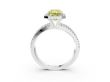 White gold Fancy Yellow Radiant  Cut Halo Diamond Engagement Ring with Split Shank and Four-Prong Setting_23