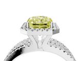 White gold Fancy Yellow Radiant  Cut Halo Diamond Engagement Ring with Split Shank and Four-Prong Setting_24