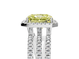 White gold Fancy Yellow Radiant  Cut Halo Diamond Engagement Ring with Split Shank and Four-Prong Setting_28
