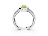 White gold Fancy Yellow Radiant  Cut Halo Diamond Pave Band Ring with Four-Prong Setting_46