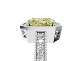 White gold Fancy Yellow Radiant  Cut Halo Diamond Pave Band Ring with Four-Prong Setting_50