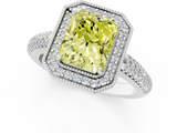 White gold Fancy Yellow Radiant  Cut Halo Diamond Pave Band with Four-Prong Setting_61