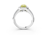 White gold Fancy Yellow Radiant  Cut Halo Diamond Pave Band with Four-Prong Setting_63