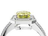 White gold Fancy Yellow Radiant  Cut Halo Diamond Pave Band with Four-Prong Setting_64