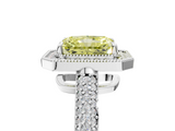 White gold Fancy Yellow Radiant  Cut Halo Diamond Pave Band with Four-Prong Setting_65