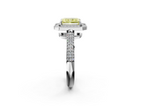 White gold Fancy Yellow Radiant  Cut Halo Diamond Pave Band with Four-Prong Setting_70
