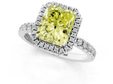 White gold Fancy Yellow Radiant Cut Halo Diamond Pave Band with Prong Setting_1